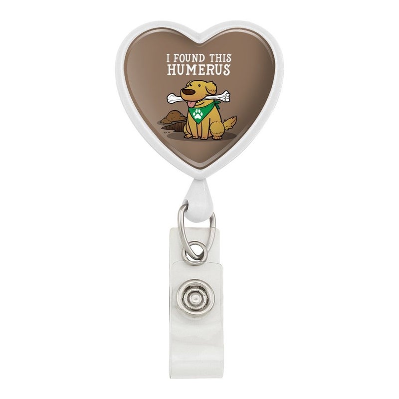 GRAPHICS & MORE I Found This Humerus Bone Dog Humorous Heart Lanyard Retractable Reel Badge ID Card Holder - White - Image 1